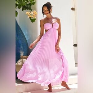 Daisy-Mae Pink Monica Halter Maxi Dress - XS